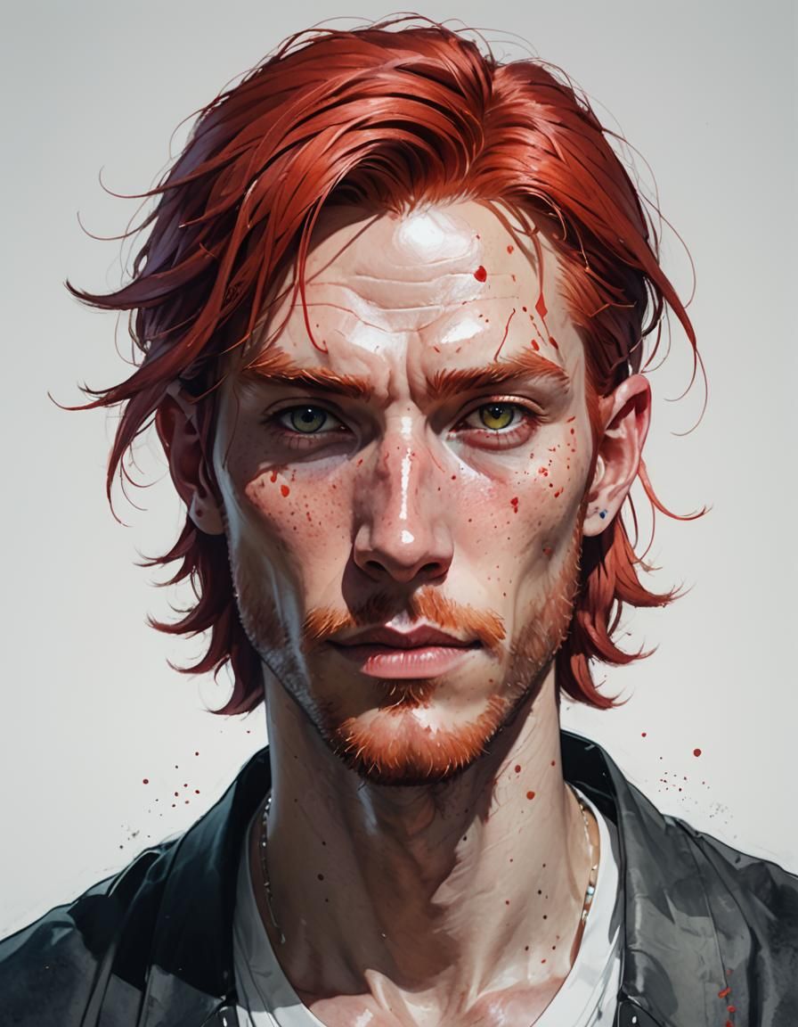 Red Haired Author Portrait in Pop Surrealism Style