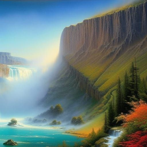 Niagara Falls in Surreal Desert Landscape