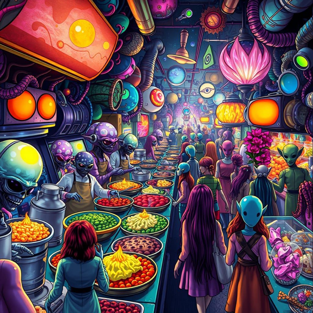 Intergalactic Food Court: Bizarre Alien Chefs and Luminous D...