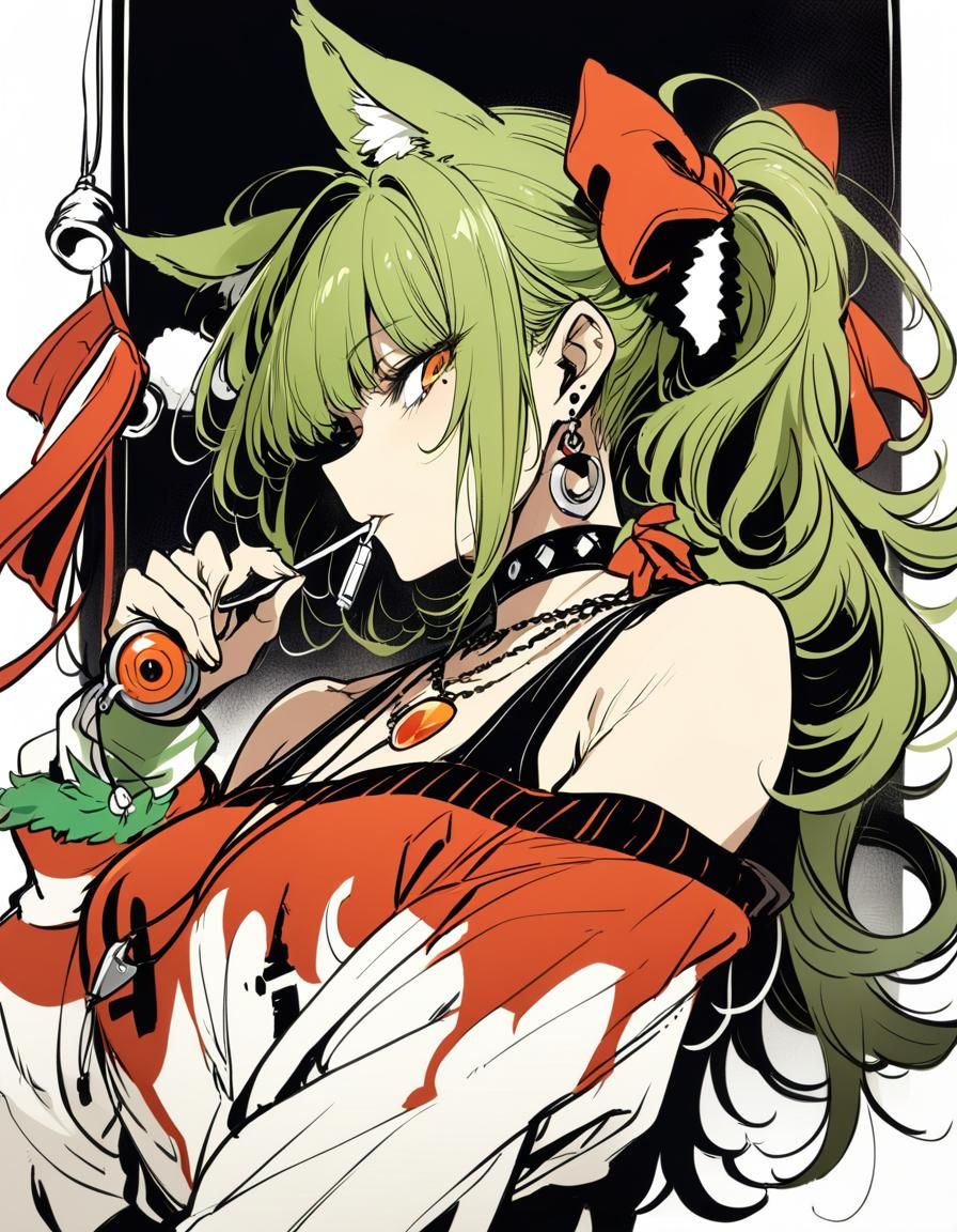 Ethereal Girl in Cat Ears and Bandaid