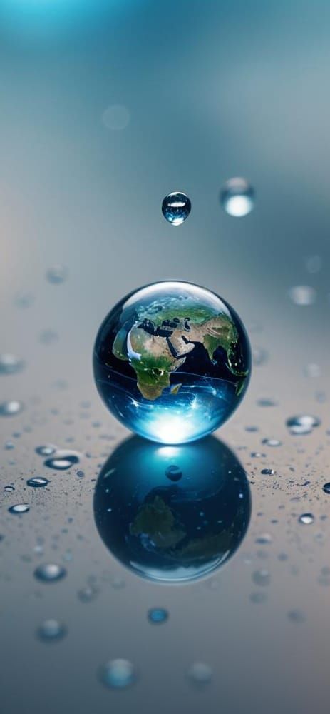 Earth in a Water Droplet: Close-Up Portrait