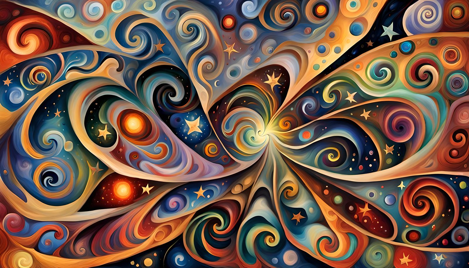 Swirling Stars in a Cosmic Dance: Impasto Style