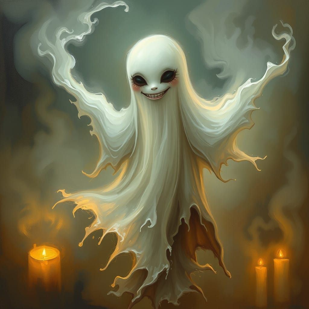 Enchanting Ghost in Whimsical Oil Painting