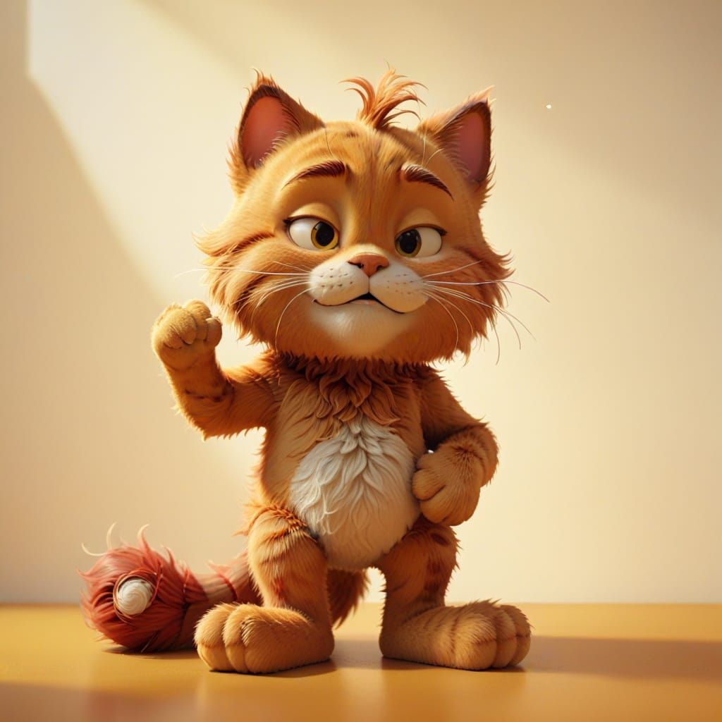 Garfield in Cinematic Nap, Pixar-Style 3D Art