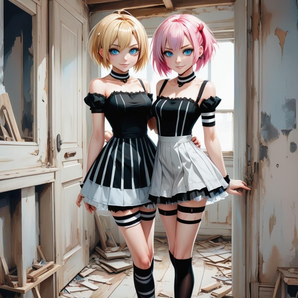 Hyperrealistic Anime Girl in Haunted House