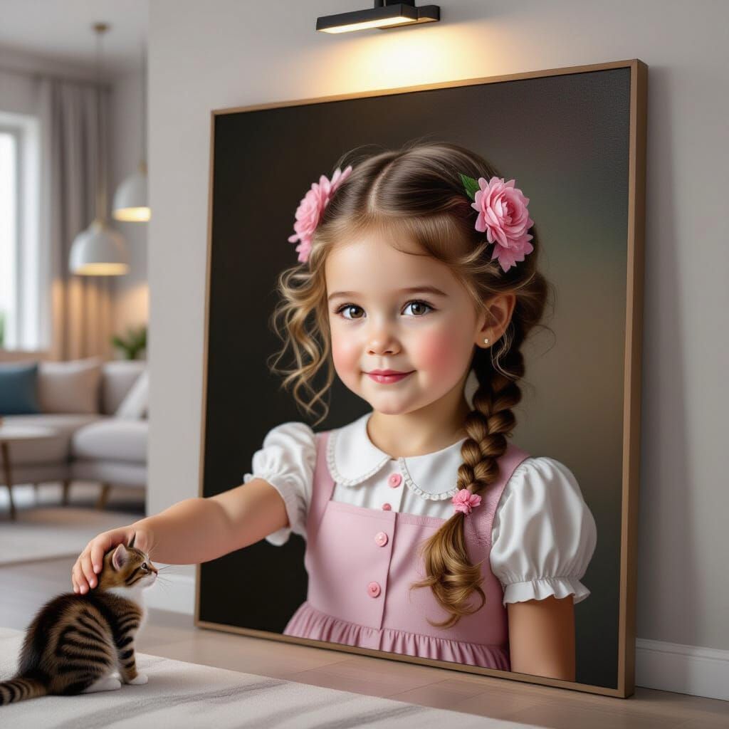 Surreal Portrait of Girl Reaching From Painting