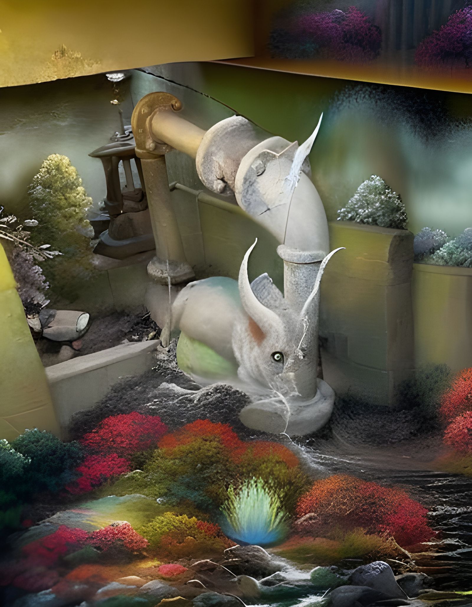 Sinister Creature in Cavernous Lair, Hyperrealistic