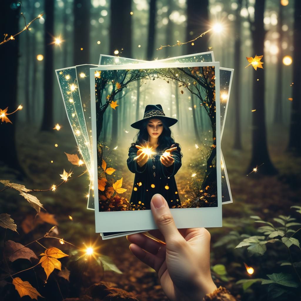 Magical Woodland Scene with Polaroid