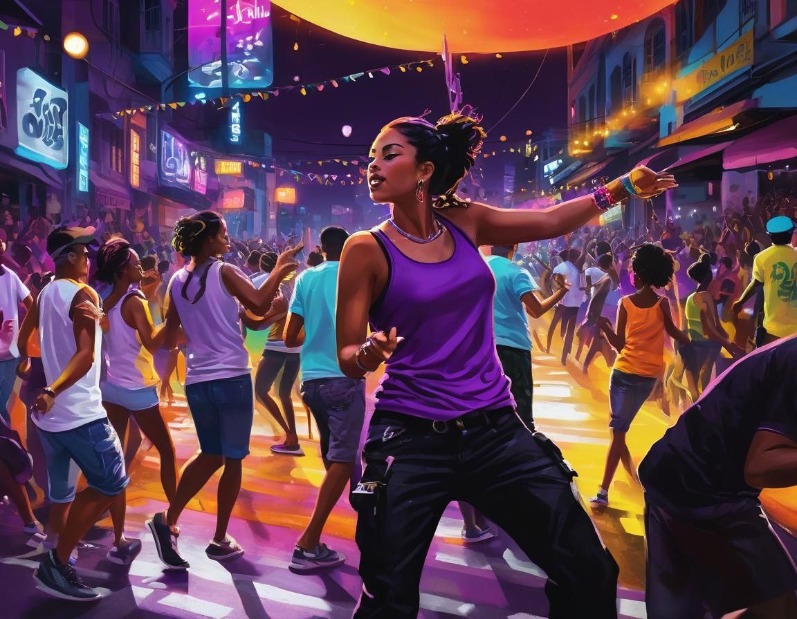 Vibrant Street Party in São Paulo Street Art Style