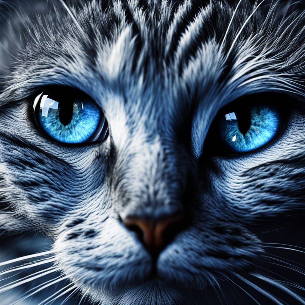 Breathtaking Blue Cat Eyes in Photorealistic Detail