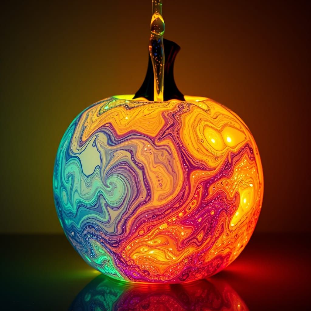 Bioluminescent Pumpkin Lamp with Astral Patterns