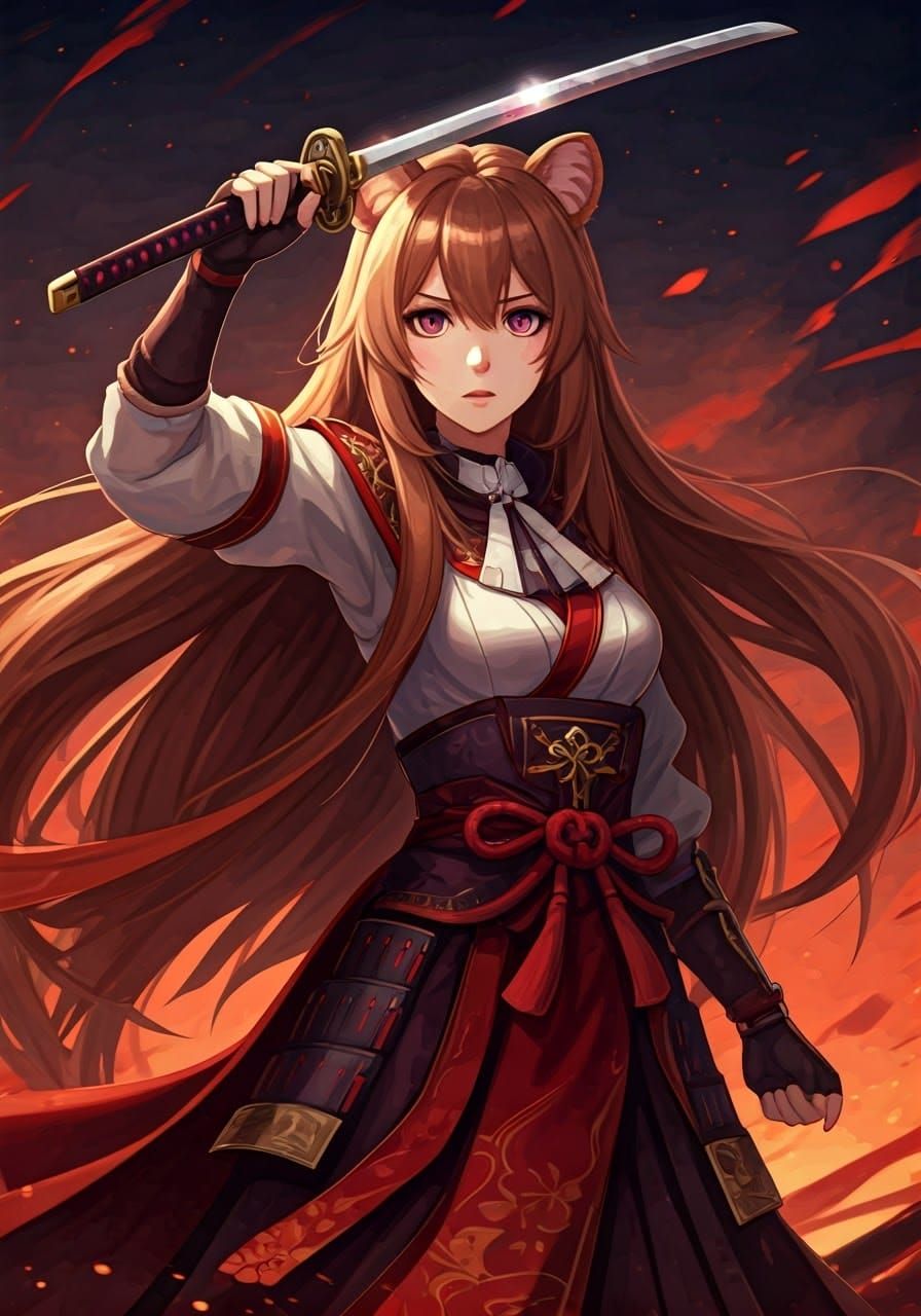 Miko Warrior Raphtalia in Anime Art Style
