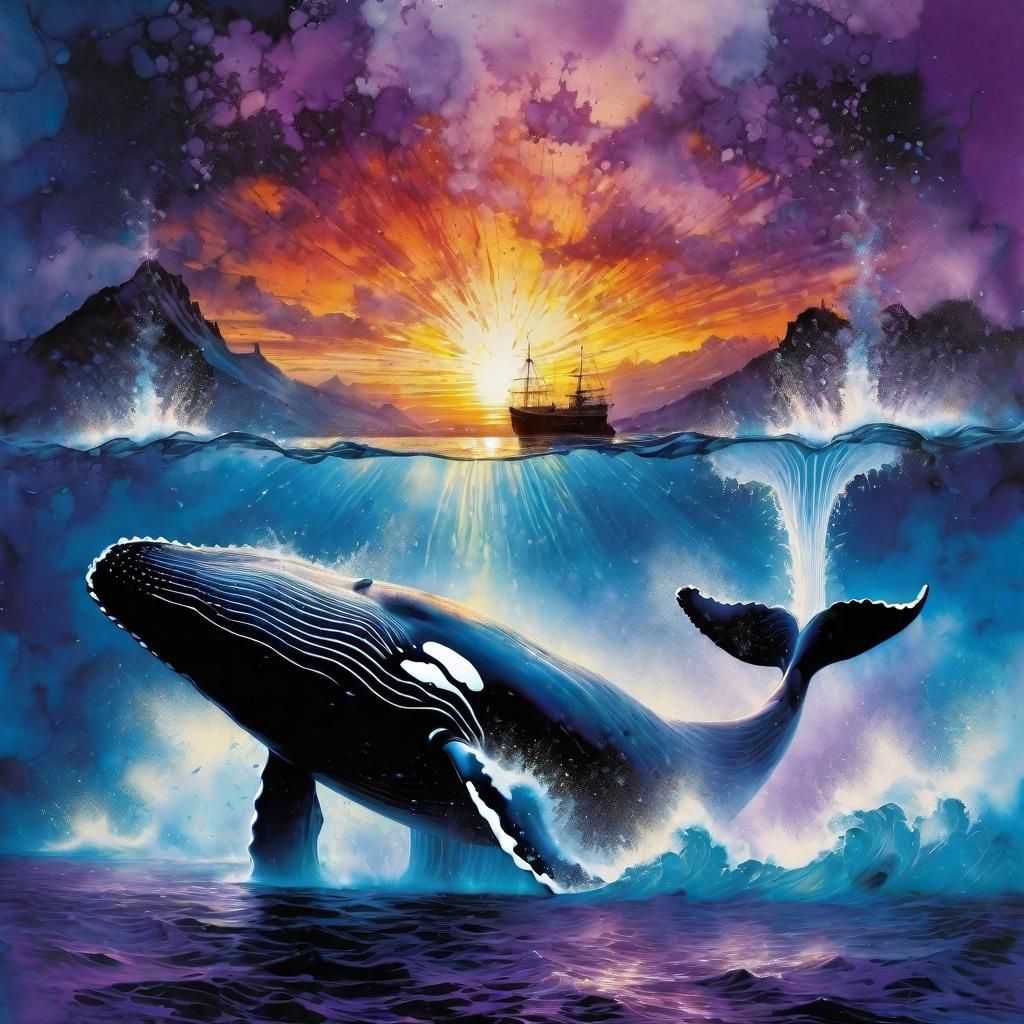 Double Exposure Ink Splatter Whale