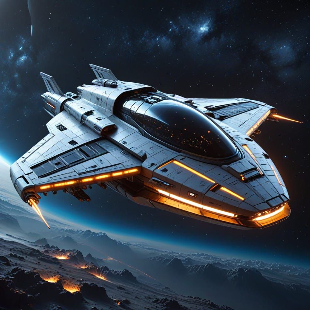 Hyper-Futuristic Spaceship Crossing the Stars