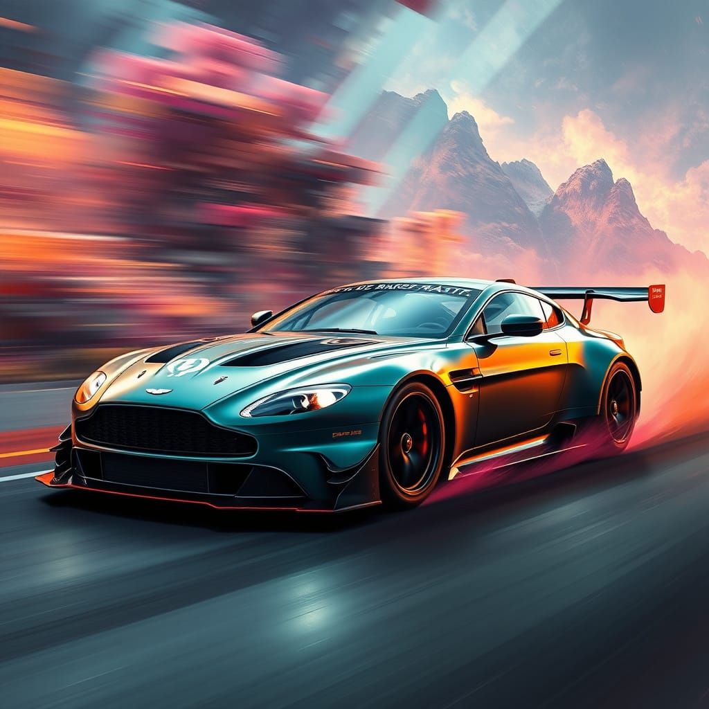 Aston Martin Vantage GT3 in Fantastical Matte Painting Style