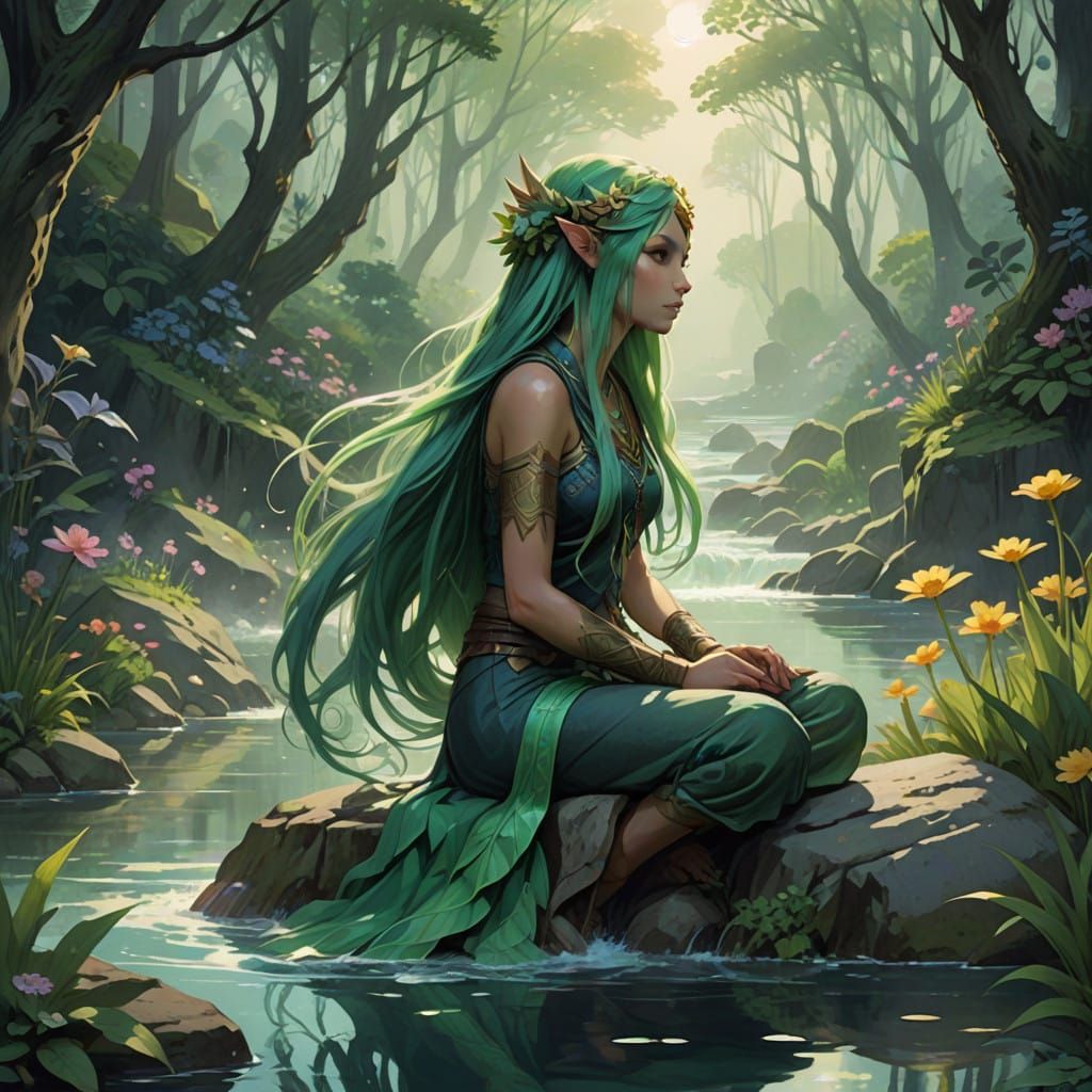 Surreal Green Goddess of the Mystical Forest