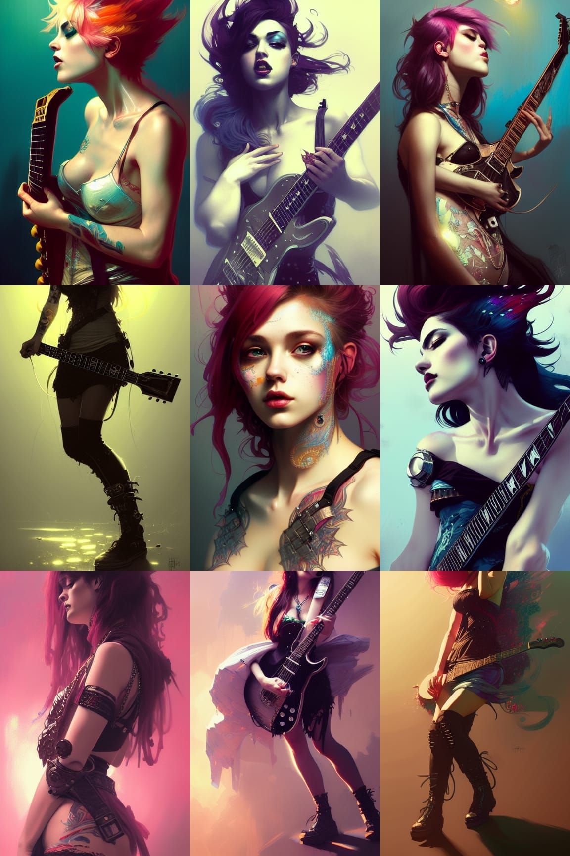 Punk Goddess Rocks Out: Digital Art Portrait