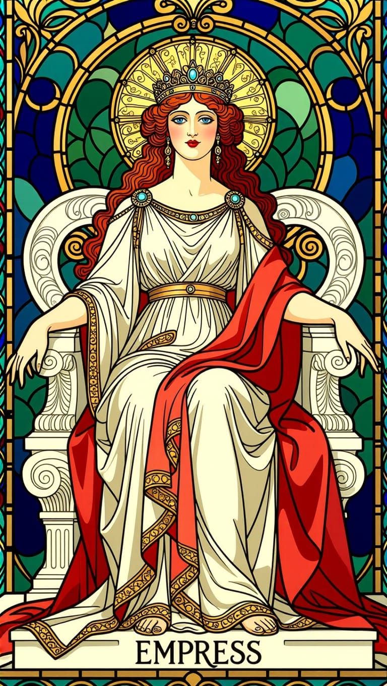 Art Nouveau Stained Glass Mosaic of The Empress