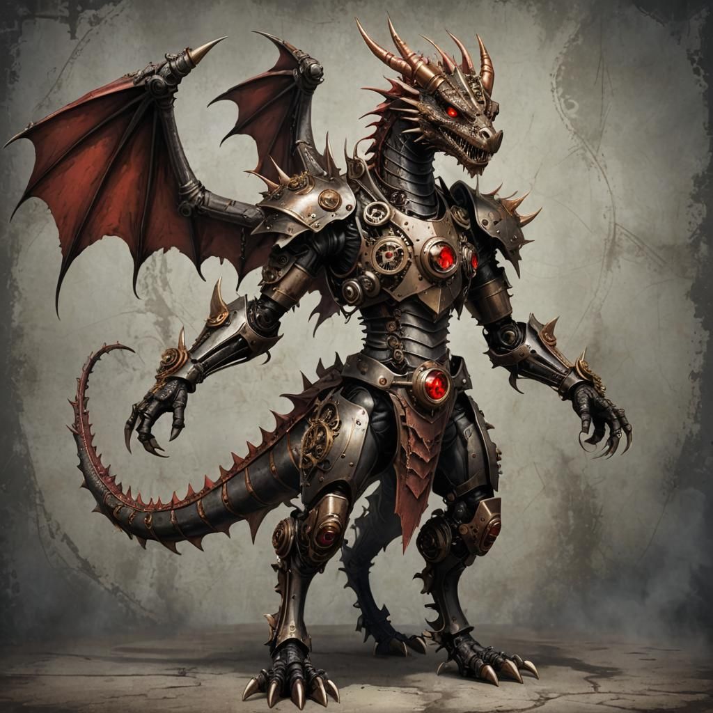 A captivating and unique full-body portrait of a steampunk-i...