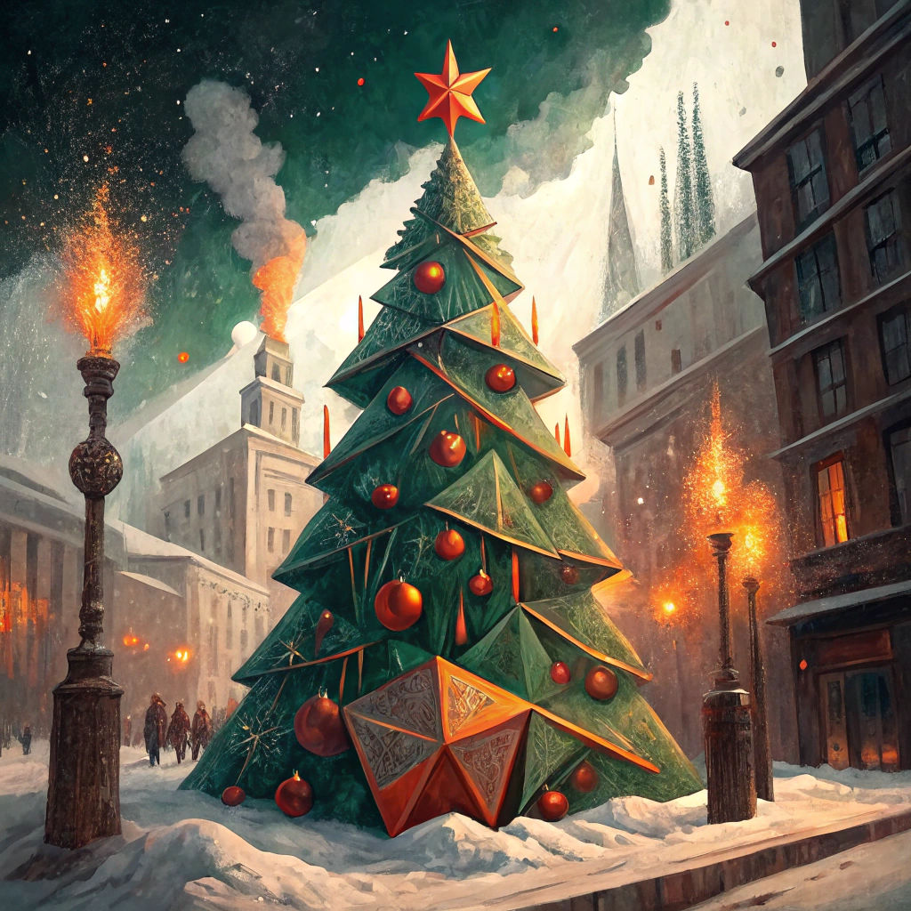 Geometric Christmas Tree in Expressionist Style