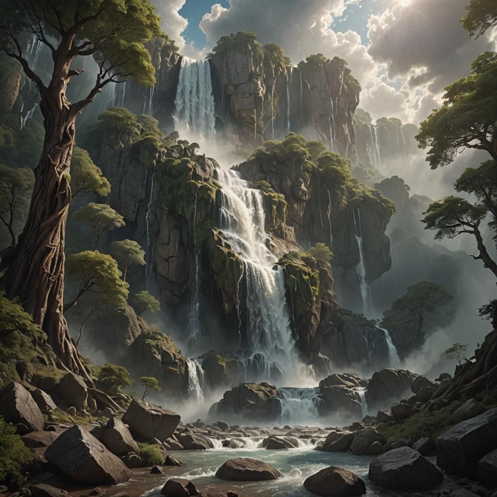 Waterfall of Tears: Epic Digital Matte Painting
