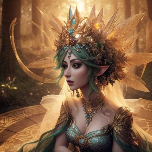 Lady Palutena in Spooky Forest, Hyperrealistic Photograph