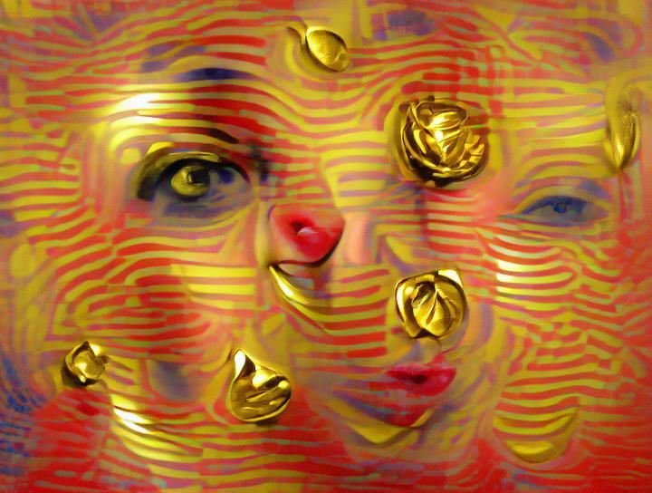 Retro Pop Art Face with Octagon Ripples