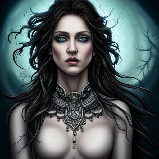 Gothic Woman Portrait with Intricate Jewelry