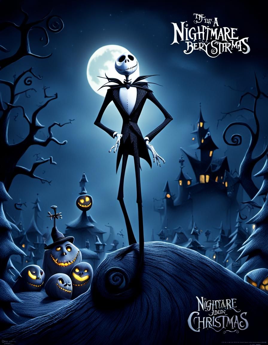 Nightmare Before Christmas Cartoon Movie Poster in CGI