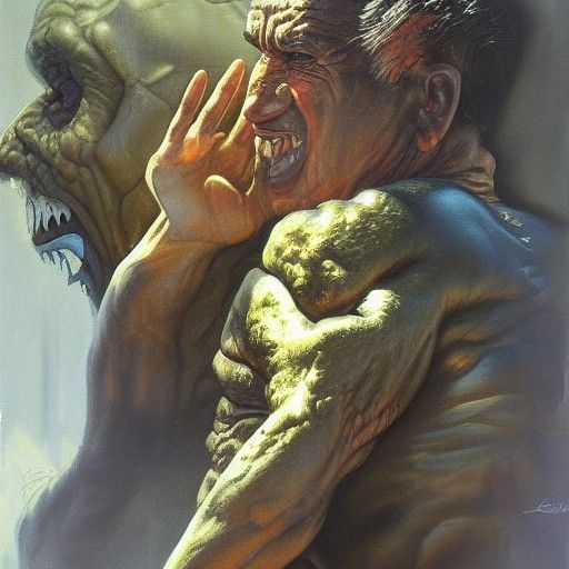 Grotesque Monster in Oil Painting Style