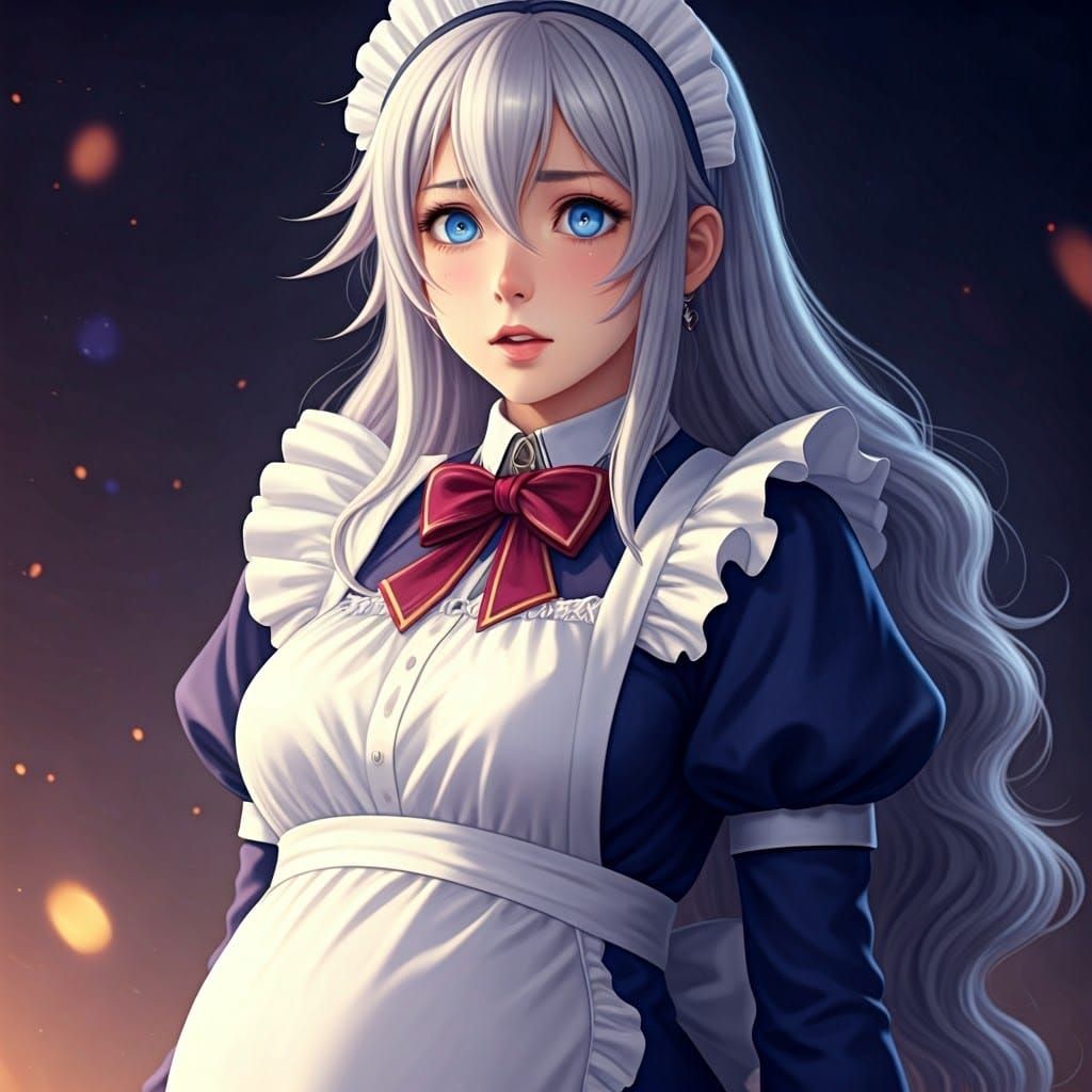 Realistic Portrait of a Pregnant Maid in a Maid Uniform