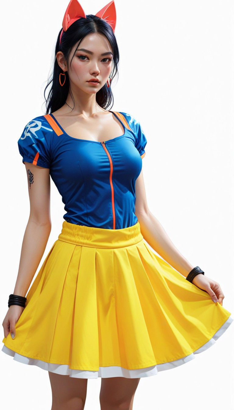 Tattooed Martial Artist in Darkened Gym with Cat Ears and Ne...