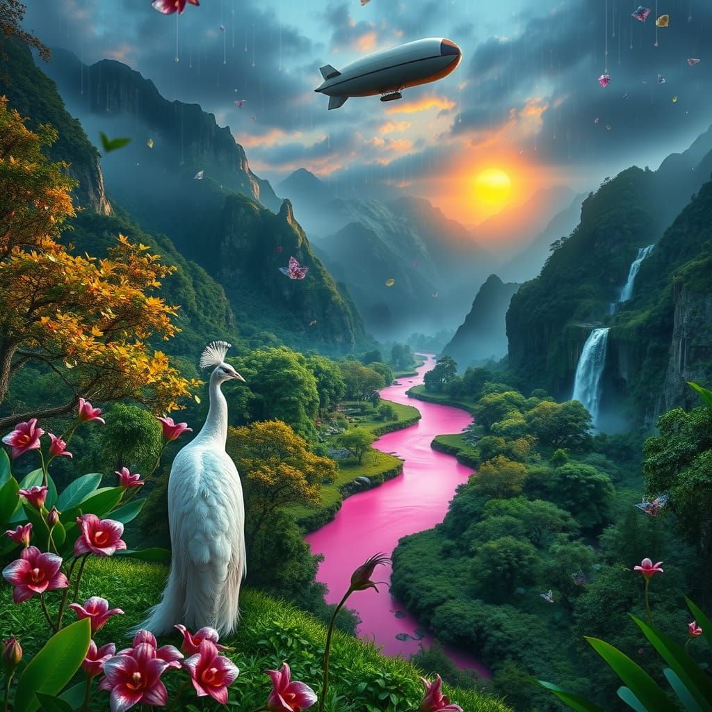 Majestic Peacock in Gemstone Rain Valley