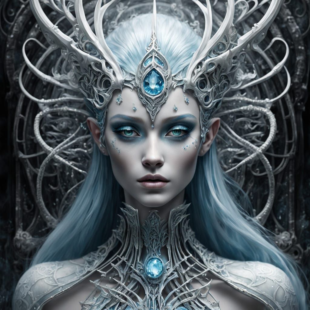 Icy Elven Maiden in Crystal Gown