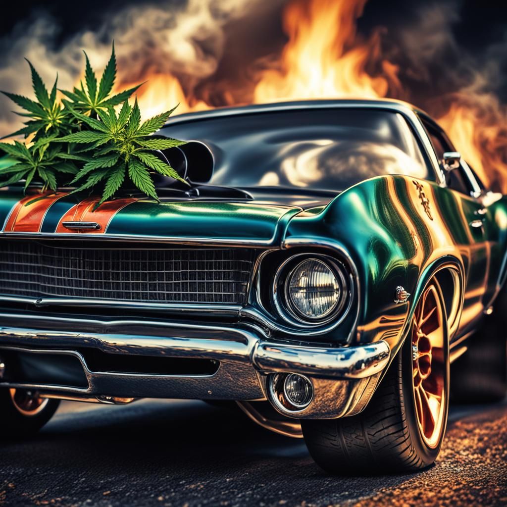 Classic Muscle Cars Burning Rubber in Hot Wheels Style