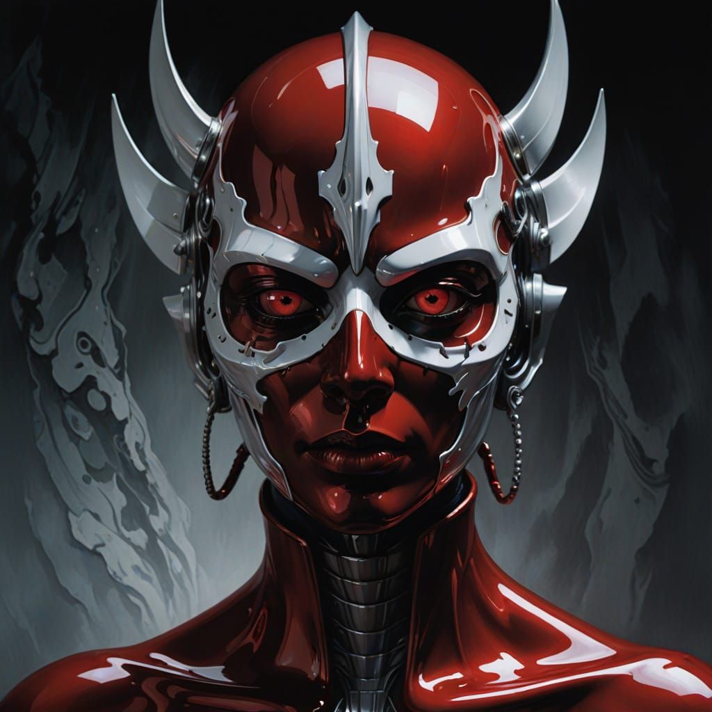 Porcelain Mask in Dramatic Photorealistic Digital Art