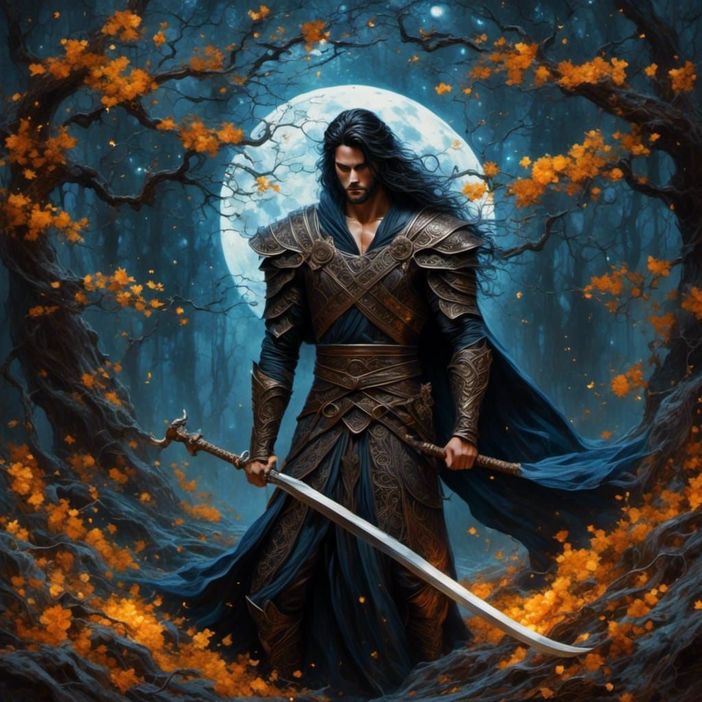 Cloaked Figure with Scythe in Dark Fantasy Forest