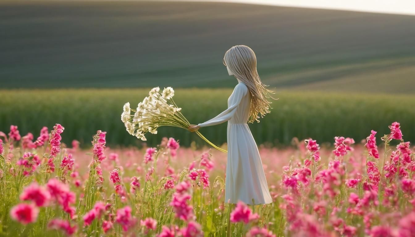 Flower Stem Woman Figure in a Breeze