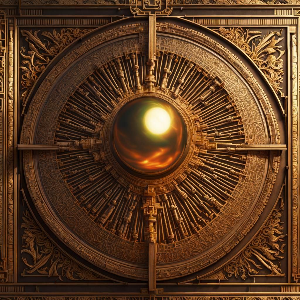 Babylonian Wall Art: Sunlight Laser in Polyptych Panel