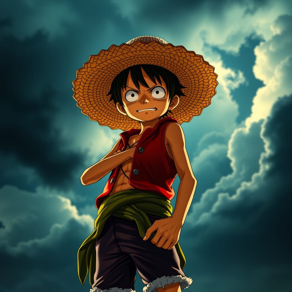 Heroic Straw Hat Pirate Luffy Stands Tall