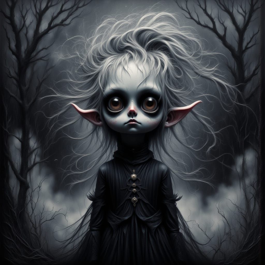 Ominous Elf Portrait with Expressive Eyes