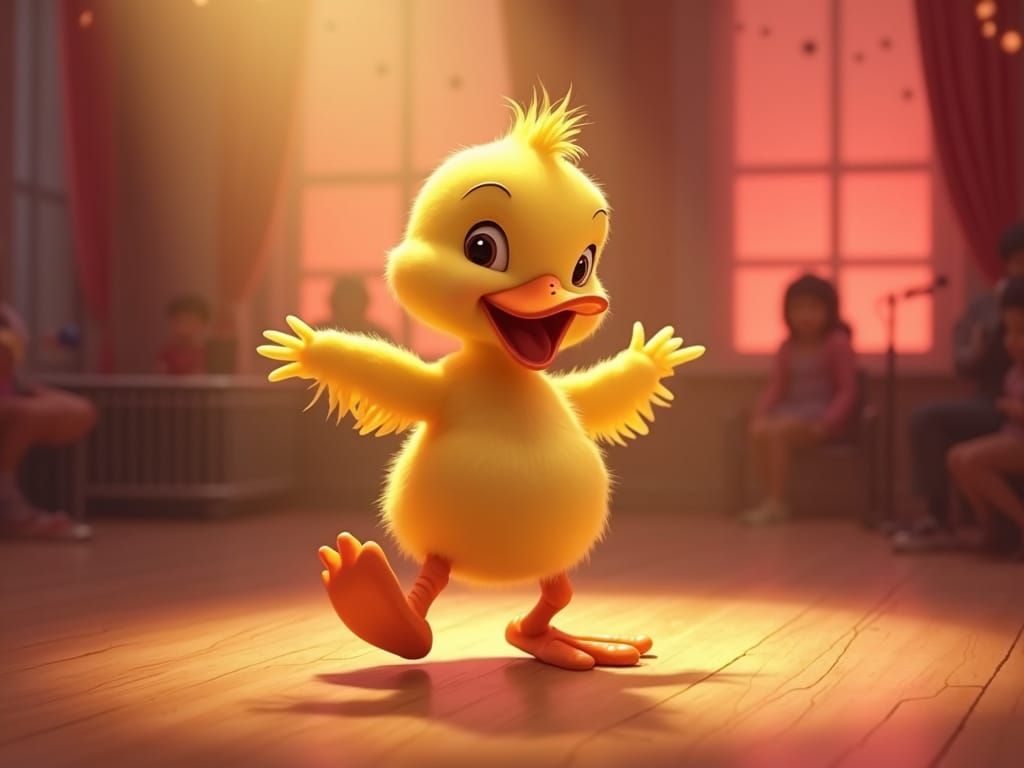Cartoon Duckling Dances the Electric Slide