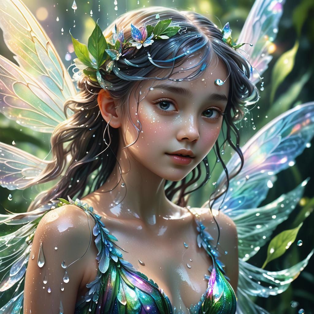 Ethereal Water Fairy Portrait in Hyperrealistic Digital Art