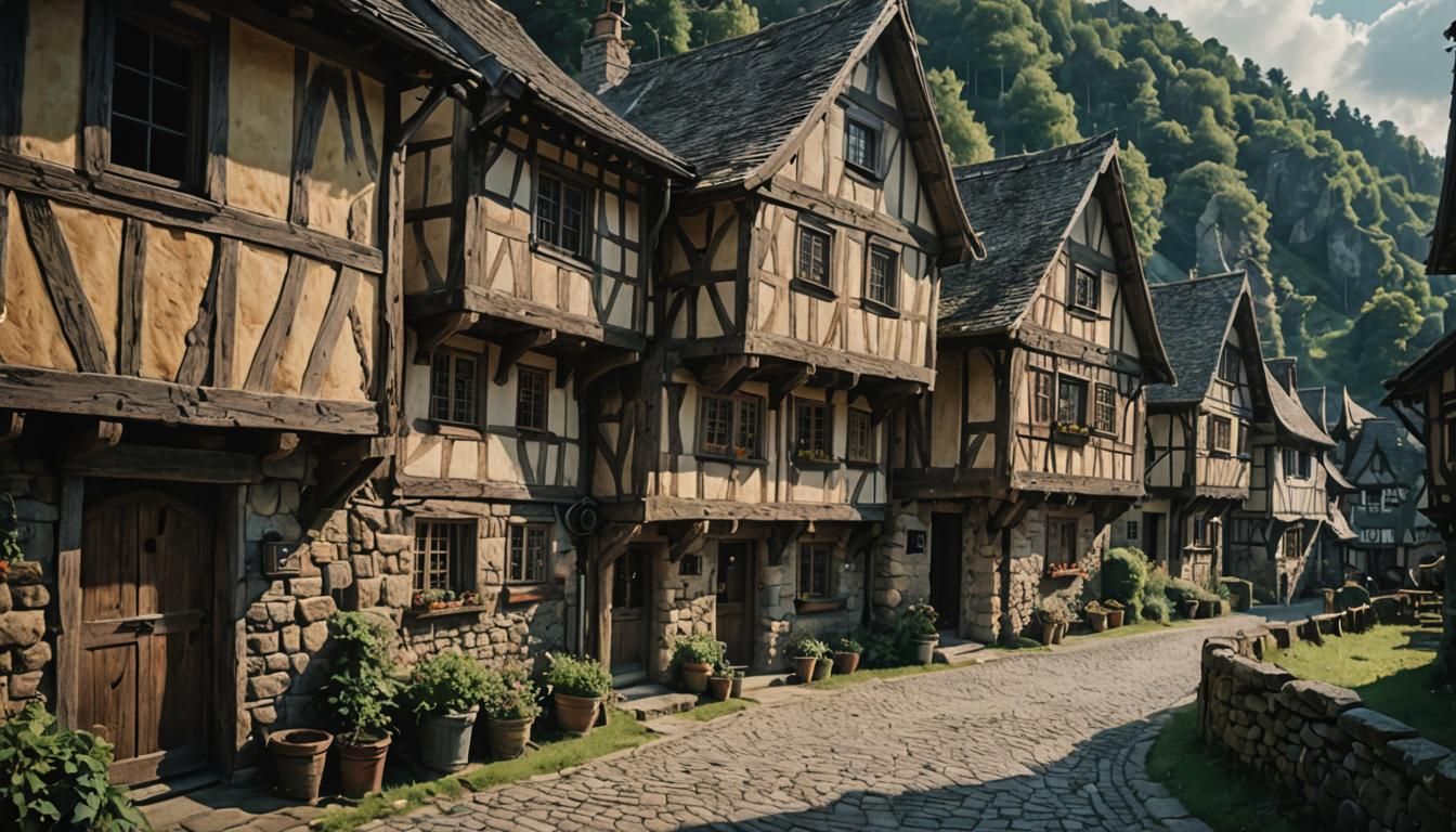 Cinematic Stone Village in Europe