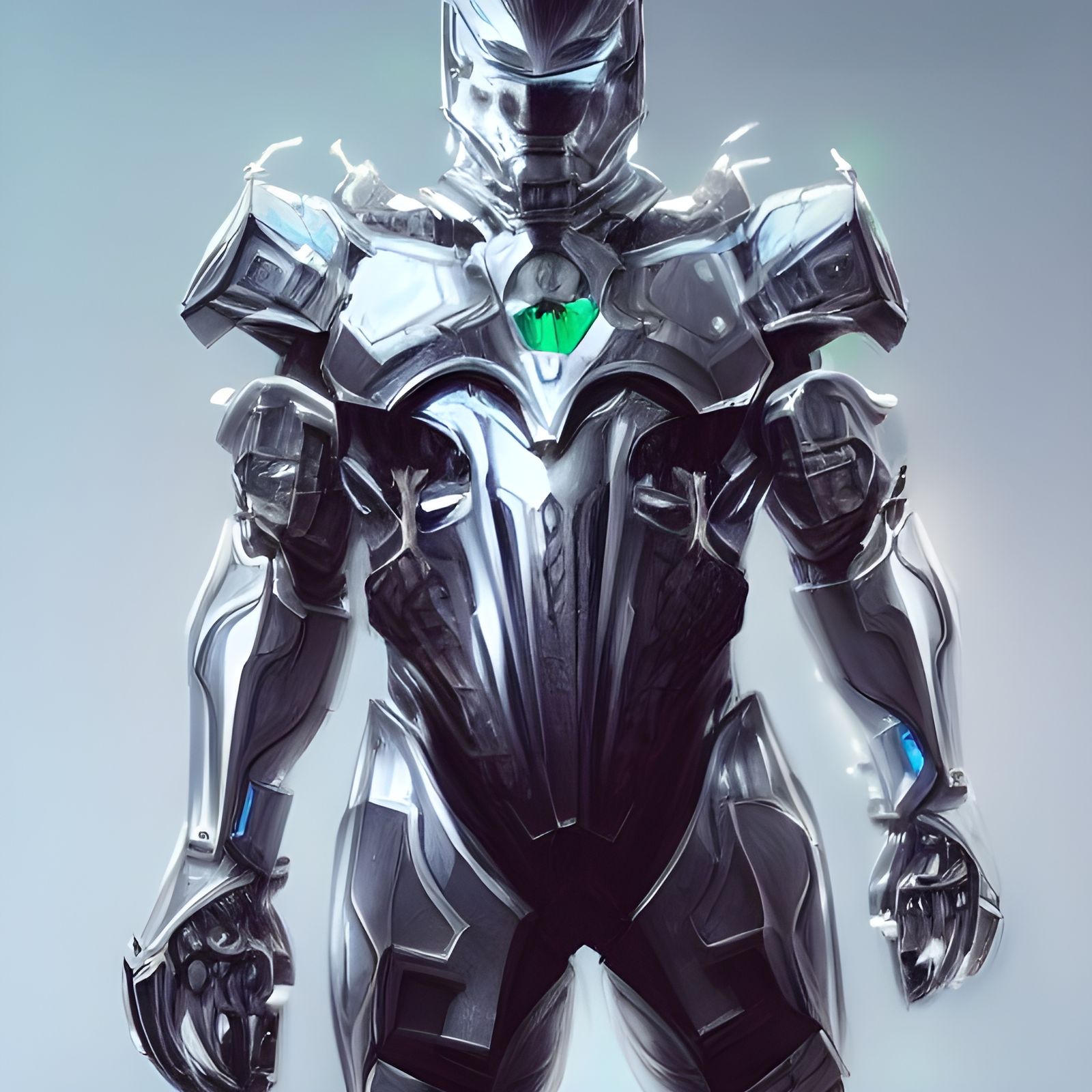 Handsome Man in Intricate Neon Circuitry Armor