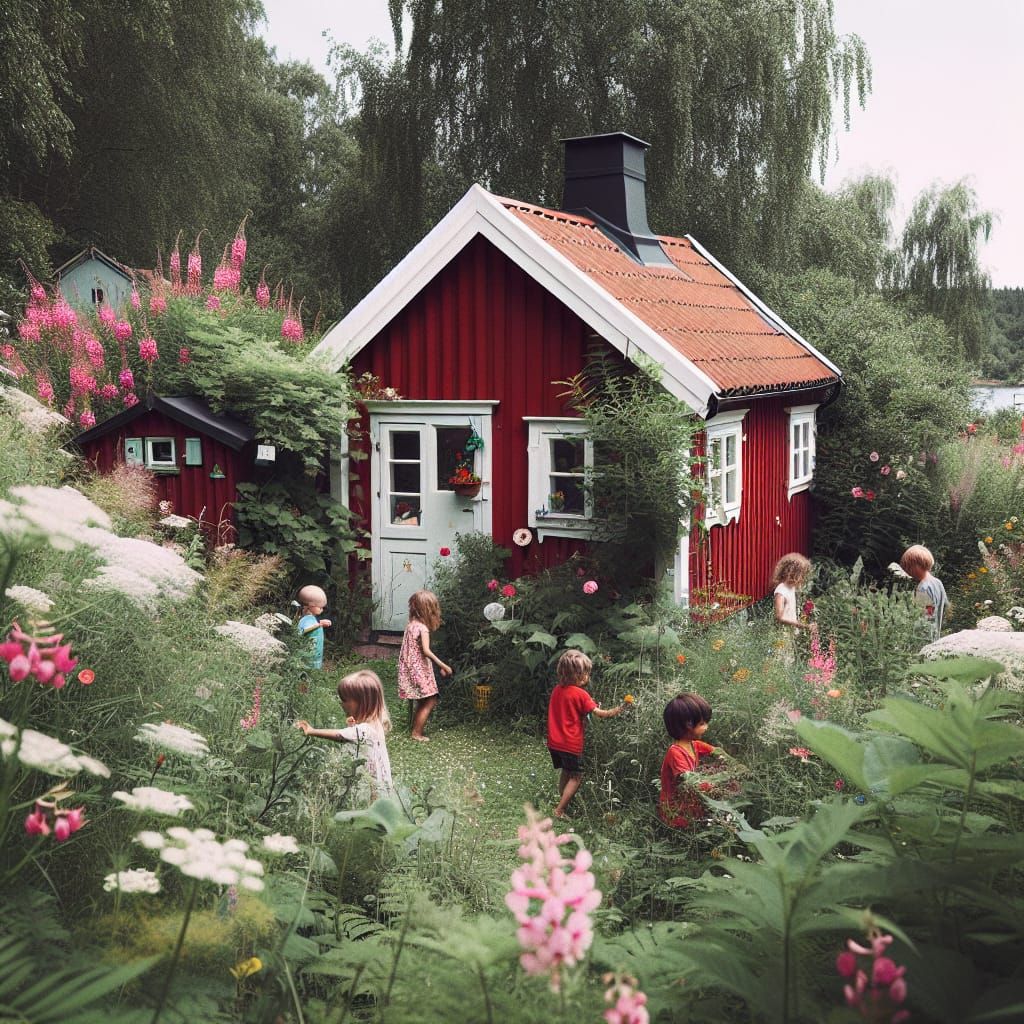 Charming Swedish Summer House with Children, Garden