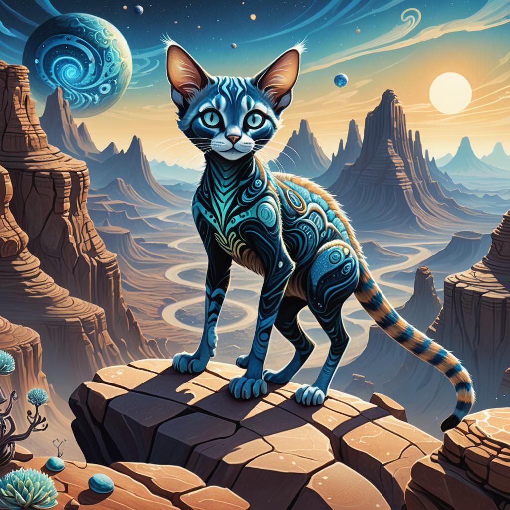 Ringtail Cat Alien Creature in Speculative Xenobiology Art