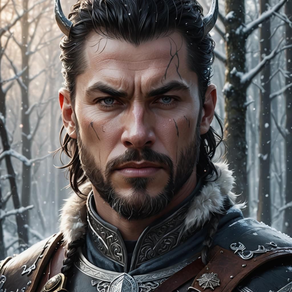 Epic Viking Warchief Portrait in High Fantasy Style