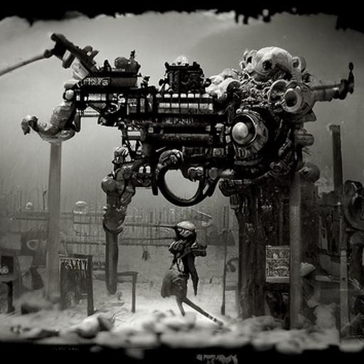 Steampunk Zombiecore Machinegun with Ambient Occlusion