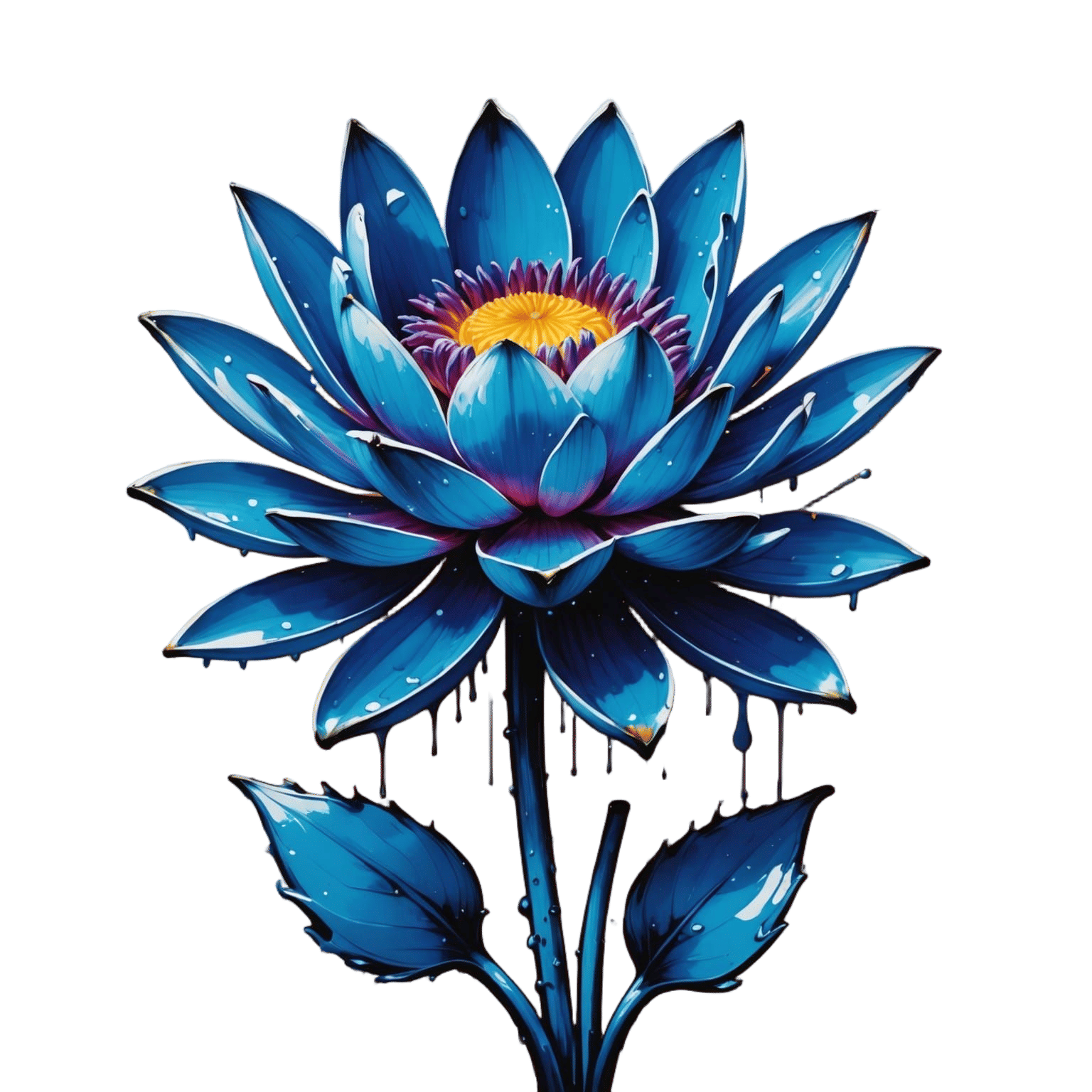 Vibrant Blue Lotus in Minimal Icon Style